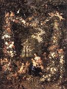 Jan Brueghel The Elder Heilige Familie in einem Blumen und Fruchtekranz Germany oil painting artist